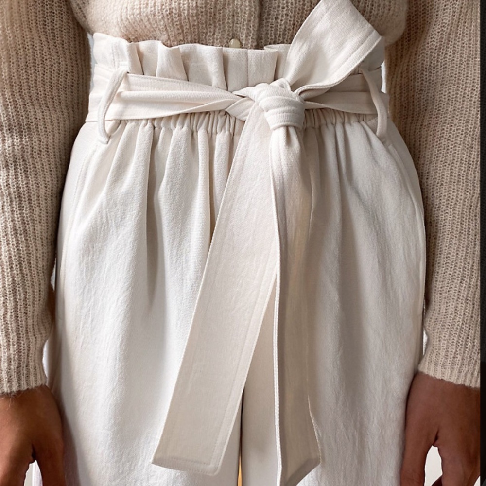 Aritzia Wilfred paper bag pants with waist belt